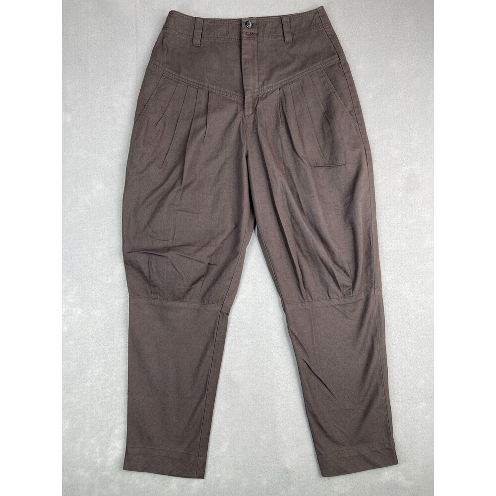 Gorman Pants Women S Brown Pleated Tapered High Rise Trousers Utility Chic